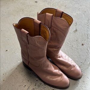 Pink Leather Cowboy Boots Justin